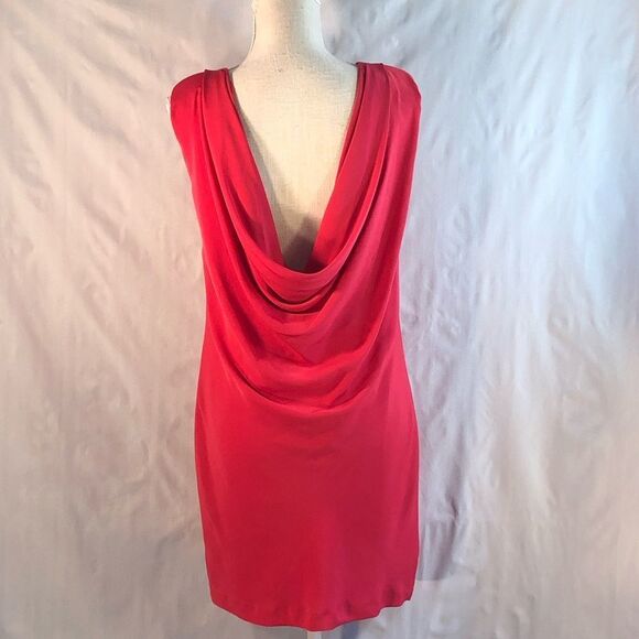 Zara Red Colored Sleeveless Sheath with Back Drape Dress XS - Picture 6 of 14